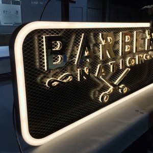 Enseigne de salon de coiffure en plein air 3d enseigne de salon de coiffure et logo or led lettres publicité extérieure boîte à lumière - Product Image 2