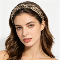 Bandeau noué imprimé léopard pour femme, serre-tête large en tissu de couleur unie, accessoires de mode pour cheveux à usage quotidien