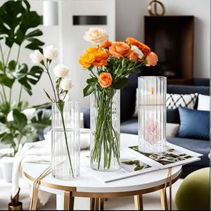 Vase de table moderne en verre transparent fait main, multi-tailles, pour ornements de bureau et décoration d'anniversaire - Product Image 2