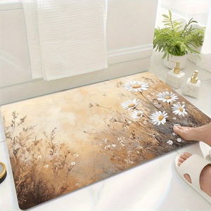 1 tapis <span class=keywords><strong>de</strong></span> <span class=keywords><strong>jardin</strong></span> à thème marguerite, fabriqué en <span class=keywords><strong>terre</strong></span> <span class=keywords><strong>de</strong></span> <span class=keywords><strong>diatomée</strong></span> super absorbante, avec un design antidérapant et un séchage rapide. - Product Image 2