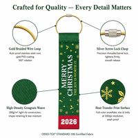 Etiqueta Colgante de Cinta Grosgrain con Logotipo Personalizado al por Mayor 2026, Llavero, Decoración Navideña, Impresión de Copo de Nieve Dorado por Transferencia Térmica