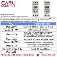 Relé de Tiempo Digital Programable EARU de 7 Días, Interruptor de Control de Tiempo, AC 220V 230V 12V 24V 48V 16A, Montaje en Riel DIN THC15A