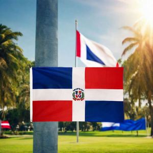 Drapeau national portable de la République Dominicaine en polyester, style volant, 3x5 pieds, vente en gros sur mesure - Product Image 6