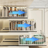 Organisateur de cuisine en métal pour armoire de bureau, tiroir de rangement extensible pour ustensiles de cuisine et épices, avec système de tirage à fil