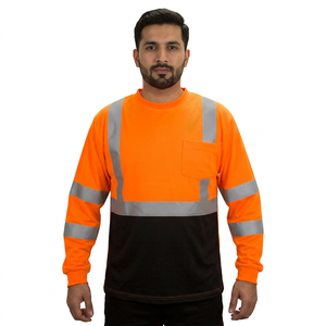 Chemises de sécurité à manches longues personnalisées en gros, 100% coton, séchage rapide, chemise de travail réfléchissante haute visibilité pour hommes, t-shirts - Product Image 1