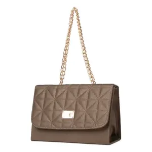 Sac cabas pour femme Fana Melina, matériau PU, bandoulière chaîne, fermeture à rabat, motif géométrique, style élégant, usage quotidien - Product Image 1