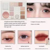 Ensemble cosmétique : Palette de maquillage tout-en-un comprenant des fards à paupières, du blush et un illuminateur, ainsi qu'un eye-liner liquide. Édition limitée pour la Saint-Valentin