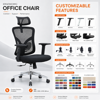 Chaise de bureau ergonomique moderne avec appui-tête réglable, chaise d'ordinateur en maille pour mobilier de bureau à domicile, soutien exécutif