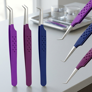 3Pcs Colored Eyelash Extension Tweezers Set Stainless Steel Precision Curved Tip <b>Lash</b> <b>Volume</b> Isolation Beauty Salon Tools - Product Image 3