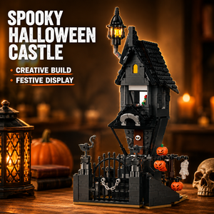 Set di Costruzioni Castello Infestato di Halloween 564 Pezzi con Luci LED, Zucca, Ragnatela, Scheletro - Giocattolo Fai-da-te per Bambini, Regalo Perfetto - Product Image 2
