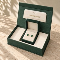 Boîte cadeau rigide magnétique personnalisée Lionwrapack pour présentation de bijoux, avec boîte à boucles d'oreilles intégrée et poche intérieure pour carte