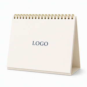 Calendario da Scrivania Mensile di Lusso Personalizzato con Logo, Angoli Arrotondati, Supporto Triangolare in Metallo e Foglio Olografico - Product Image 1