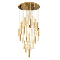 Lustre Led de Salon Personnalisé en Or de Luxe Moderne Lampes Suspendues Hall d'Hôtel Escalier Lustres à Haut Plafond