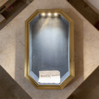 Vitrine murale octogonale en métal doré, verrouillable et éclairée, pour bijoux, exposition de boutique de luxe