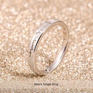 Tonglin japonés coreano Simple plata Ringt letras ajustables para hombres pequeños anillos de moda - Product Image 2
