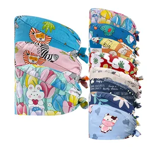 Wide Application Washable 100% Cotton Scrubs Printed Surgical Cap Hospital Medical Woman Hair Cap Operating Hat