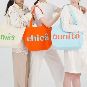 Custom Logo Letter Pattern Fashion Women Student <b>Large</b> <b>Canvas</b> Cotton Gift Grocery Shopping Tote <b>Bag</b> - Product Image 2