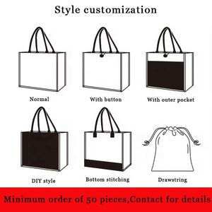 Women's Foldable Recycle <b>Eco</b> Friendly Large Shopping Tote Burlap Jute Shoulder Carry Bag With Leather Handle - Product Image 4