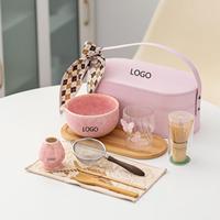 Ensemble de bol à matcha en porcelaine portable de style japonais 600 ml, fouet et tasse en verre avec filtre, kit de thé complet pour les voyages, boîte cadeau pour femmes et filles