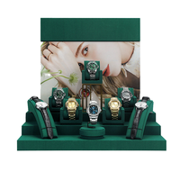 Présentoir de montres en velours, étagère de rangement de table, présentoir d'emballage gris avancé