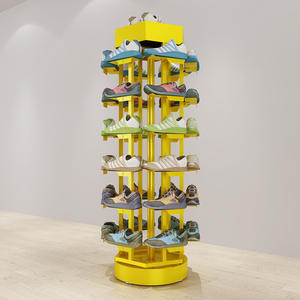 מותאם אישית slatwall עץ slatwall מותאם נעליים מתלה סיבוב נעל מארגן ברזל תצוגה - Product Image 3