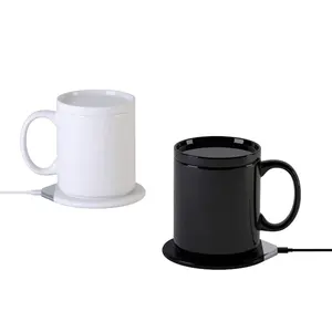 Tasse chauffante en céramique, mug thermostatique à 55 degrés, avec chargeur sans fil, personnalisé, pour vacances, ensemble cadeau, avec logo