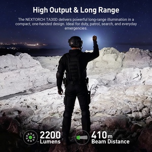 TA30D <strong>SET</strong> One Step Strobe Tactical <strong>Flashlight</strong> &amp; Torch IP68 Waterproof Lithium Battery Aluminum Alloy 2200 Lumens EDC Camping - Product Image 3