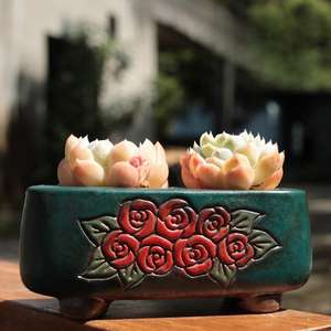 MSH Pot en céramique vintage simple peint à la main pour <span class=keywords><strong>Lithops</strong></span> et plantes succulentes PP - Product Image 5