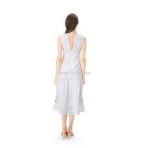 Vestido Blanco de Moda para Mujer, sin Mangas, con Cuello Redondo, Estampado Floral Personalizado del Fabricante, Ropa al por Mayor - Product Image 6