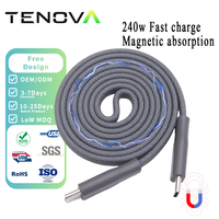 Câble USB-C vers USB-C magnétique auto-enroulant plat 240W PD à charge rapide, tressé, pour Android et iPhone 17 - Vente en gros usine Tenova