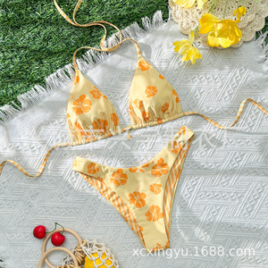 2025 European and American cross-border new style tie-up <b>bikini</b> swimsuit <b>set</b> for women - Product Image 1