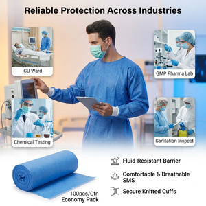 Kunden spezifisches Einweg-Labor kittel für Frauen <span class=keywords><strong>SMS</strong></span>-Isolation kleid mit Ozon desinfektion funktion - Product Image 4