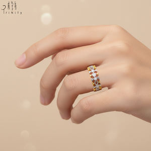 <b>Antique</b> Two-Tone Vintage Style Fine <b>Jewellery</b> 18K Solid <b>Gold</b> 3/4 Eternity Band Design Handmade Craft Natural Diamonds Ring - Product Image 3