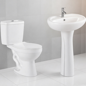 โถสุขภัณฑ์แบบสองชิ้นพร้อมถังเก็บน้ำแบบ Washdown และ S-trap สำหรับห้องน้ำในวิลล่าหรือโรงแรม - Product Image 1