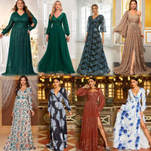 Robe de soirée élégante à prix bas, style européen et américain, nouvelle robe de soirée à sequins, col unique, fendue - Product Image 5