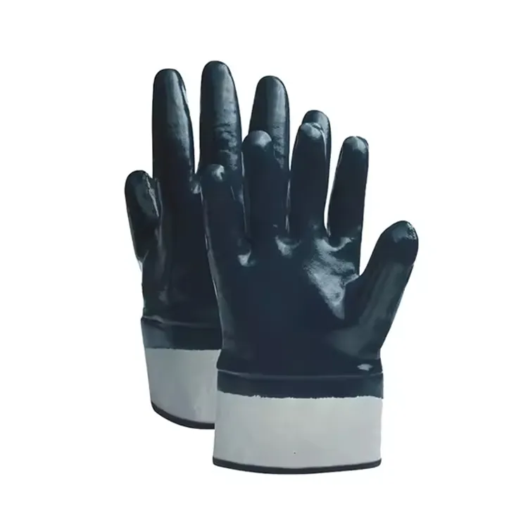 Sunnyhope EN388 tay bảo vệ Nitrile giá rẻ an toàn làm việc tối màu xanh Jersey lót găng tay
