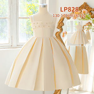 Vestido de satén con cuello cuadrado y cuentas, sin espalda, estilo princesa para niñas, vestidos de verano para fiestas, vestidos para niñas de 10 años, ropa infantil. - Product Image 5