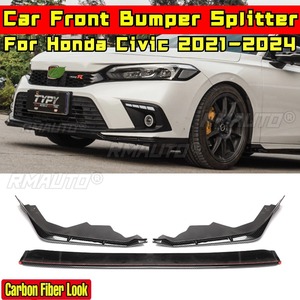 Civic Front Bumper Lip Matte <b>Black</b> MUGEN Style Front Bumper <b>Apron</b> Body Kit for Honda Civic 11th Gen 2021-2024 Car Accessories - Product Image 3
