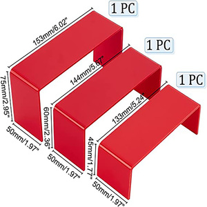 ชั้นจัดแสดงเครื่องประดับ: ชั้นวางค้าปลีกสำหรับงานอีเวนต์ของผู้ขายรูปทรงน้ำหอมไรเซอร์บุฟเฟ่ต์อะคริลิกสุดหรูสีแดง - Product Image 4