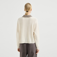 Pulls en coton pour femmes en gros, style classique simple, col rabattu en coton, pull polyvalent en coton