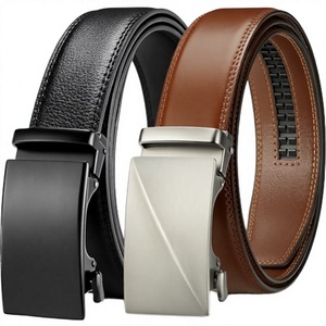 Ceinture d'affaires en cuir véritable pour homme avec boucle automatique en alliage – Ceinture habillée formelle pour usage professionnel - Product Image 2