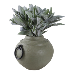 Vaso Rotondo Ecomix con Manici ad Anello in Metallo, Finitura Texturizzata, Vaso per Fiori per Soggiorno e Arredamento Casa - Product Image 2