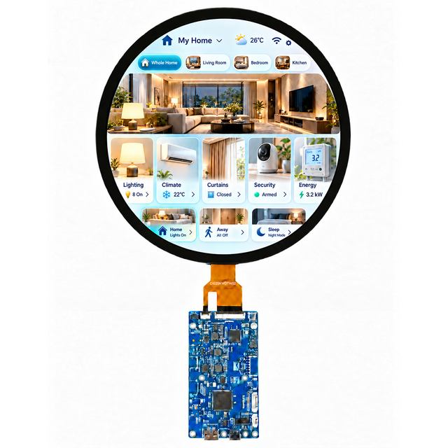 8 Inch 1080x1080 Circular TFT IPS LCD Display with MIPI to HD-Mi PCB Board USB Touch Screen Function PCAP