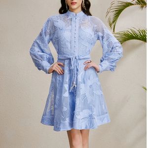 Abbigliamento di fabbrica all'ingrosso 2025 autunno nuovo vestito elegante manica a lanterna monopetto ricamato ampia gonna altalena - Product Image 3