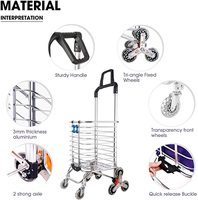 AMZ – chariot de supermarché pliable avec 8 roulettes pivotantes et détachables, sac en toile étanche, chariot pour épicerie