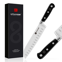 Couteau Santoku japonais tout usage de 7 pouces, pour couper la viande, trancher les légumes, découper le poisson, bord ultra-affûté pour une coupe rapide