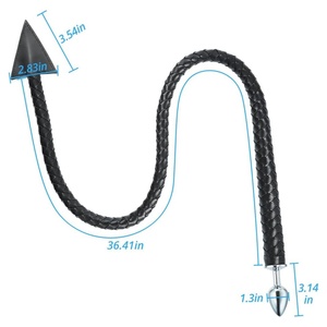 Látigo de <span class=keywords><strong>Cola</strong></span> de <span class=keywords><strong>Diablo</strong></span> con Punta Metálica, Látigo Largo de Cuero PU, Látigo de Toro Demoníaco, Castigo para Esclavos, Bondage, BDSM, Cosplay, Juegos de Rol para Parejas - Product Image 2