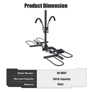 Porte-vélos arrière de style plateforme pour 2 vélos électriques tout-terrain à pneus larges, en acier robuste, pour voiture, camion, SUV, minivan, <span class=keywords><strong>remorque</strong></span> - Product Image 2