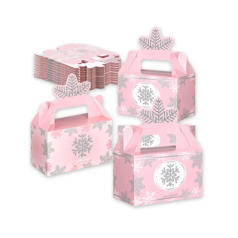 Custom Snowflake Party Treat Soft Folding Paper Boxes Wedding Goodies Gift Box for Candy