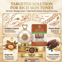Crème de massage réduisant l'apparence des vergetures avec collagène, huile d'argan, booster d'élastine et beurre de cacao